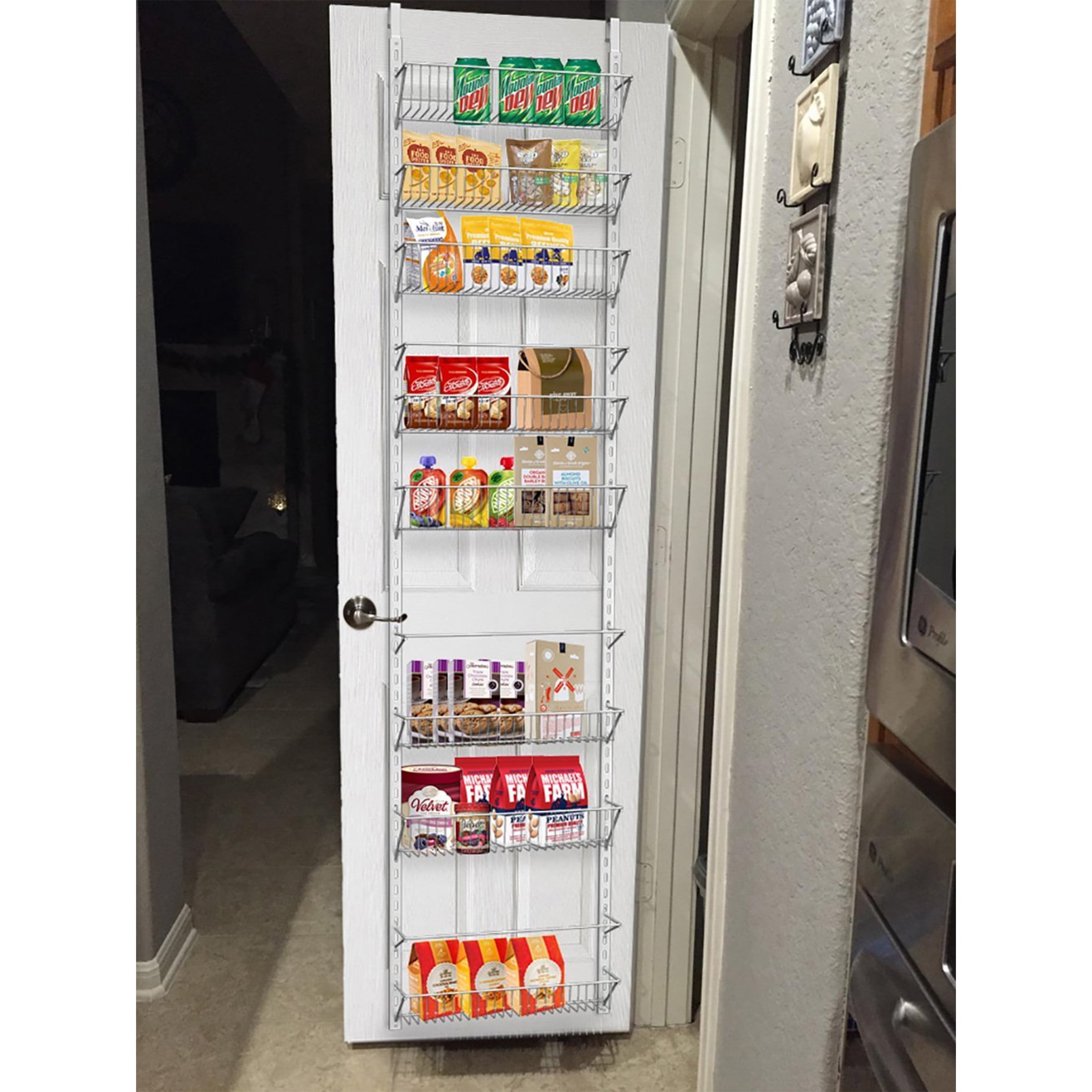 Home-Complete 9-Tier Over the Door Organizer with Adjustable Shelves, White