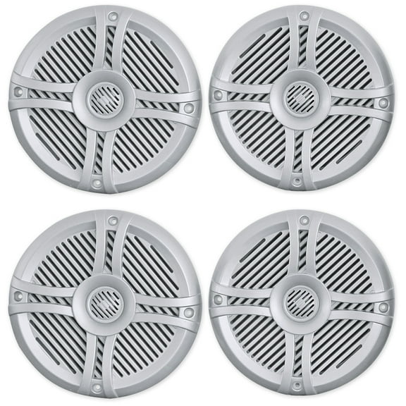 (4) Rockville RMSTS65S 6.5" 1600w Waterproof Marine Boat Speakers 2-Way Silver