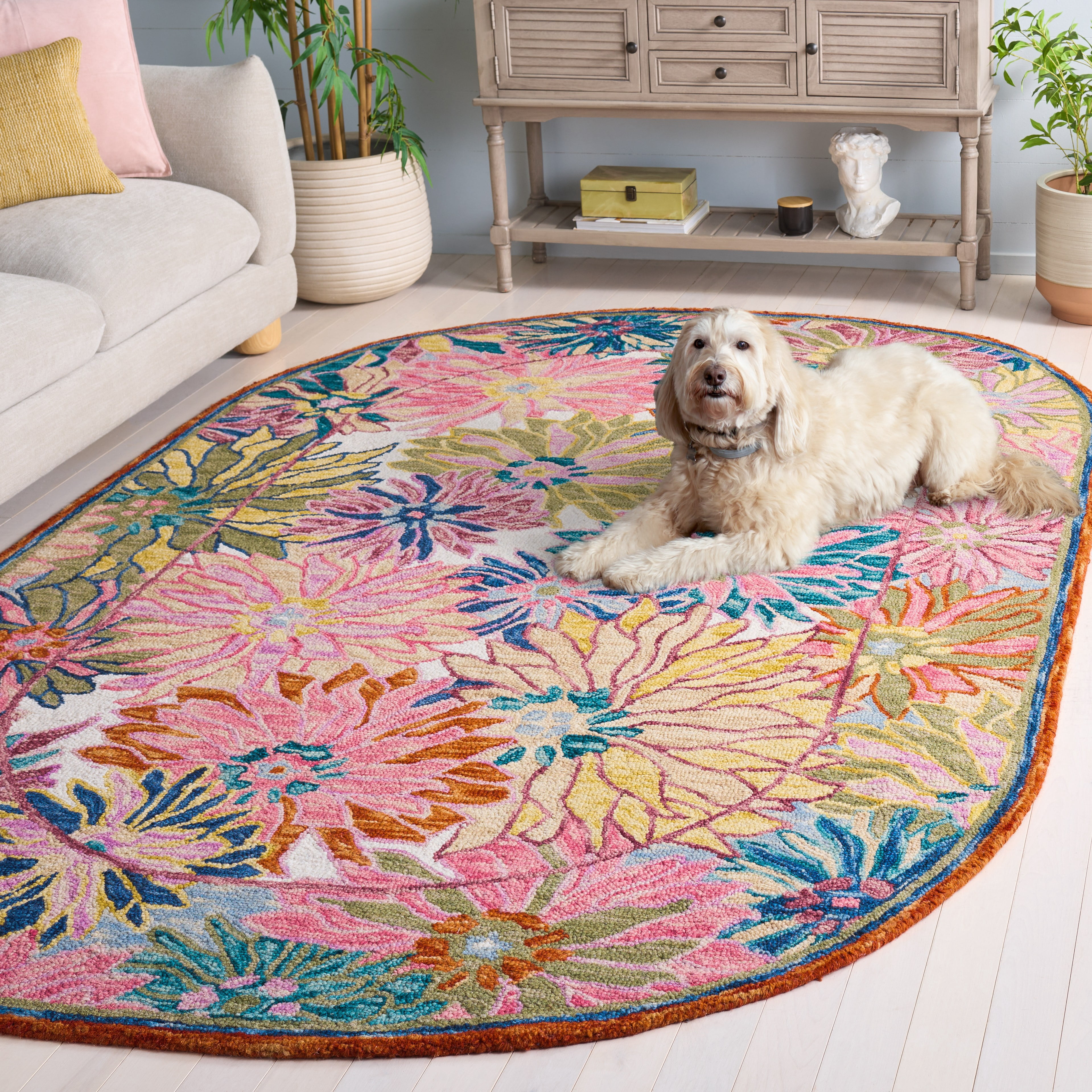 Safavieh Jardin Corine Floral Area Rug, Pink/Rust, 6' x 9' Oval