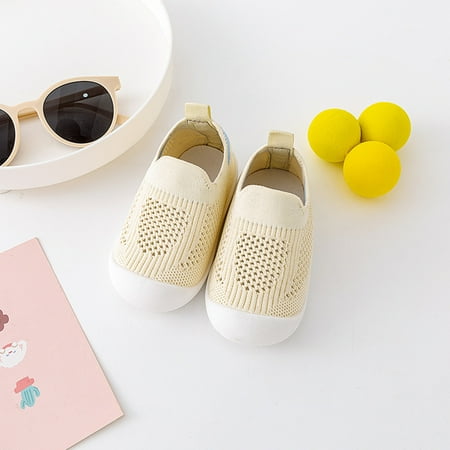 

Hinvhai Baby Casual Walking Shoes Clearance Infant Non-Slip Breathable with Soft Rubber Sole Shoes for Baby Boys Girls Classic Solid Color Sneakers Beige 6.5(13)