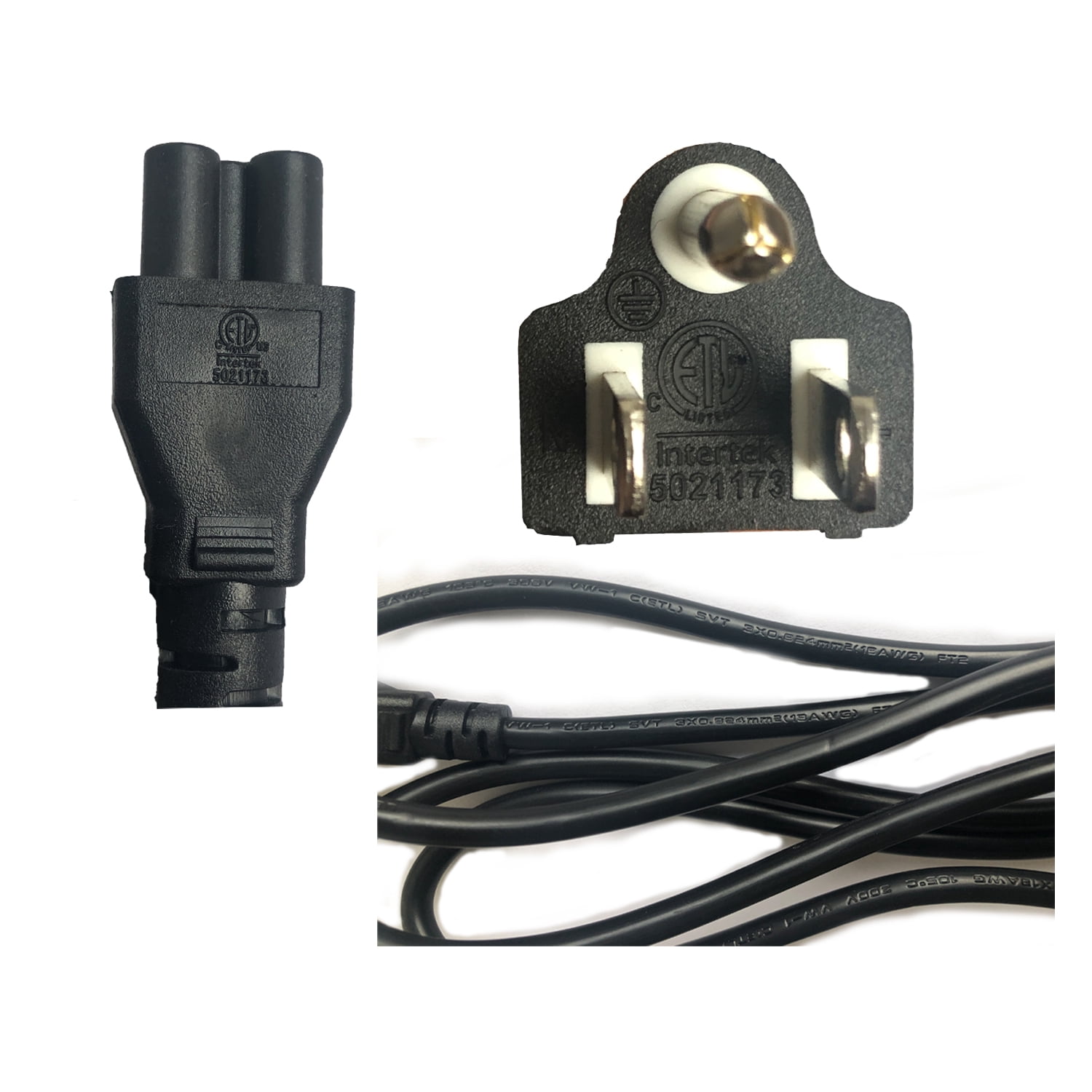 3 Pack,Standard 5ft (1.5m) 10 Amps 125 Volts Black 3 Prong IEC C5 Cloverleaf Plug Universal AC Power Cord Cable for Electronics, TV, Computer, Printer, Radio, Monitor