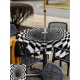 thumbnail image 4 of Outdoor Tablecloth with Umbrella Hole and Zipper, 3D Optical Illusion Square Table Cloth 60x60 Inch Waterproof Tablecloth, Black White Checkered Plaid Visual Trap Picnic Table Cover for Patio Camping, 4 of 7