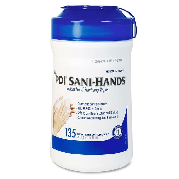 PDI Healthcare Sani-Hands Instant Hand Sanitizing Wipe, 6" Width, 7.5" Length (Pack of 135)
