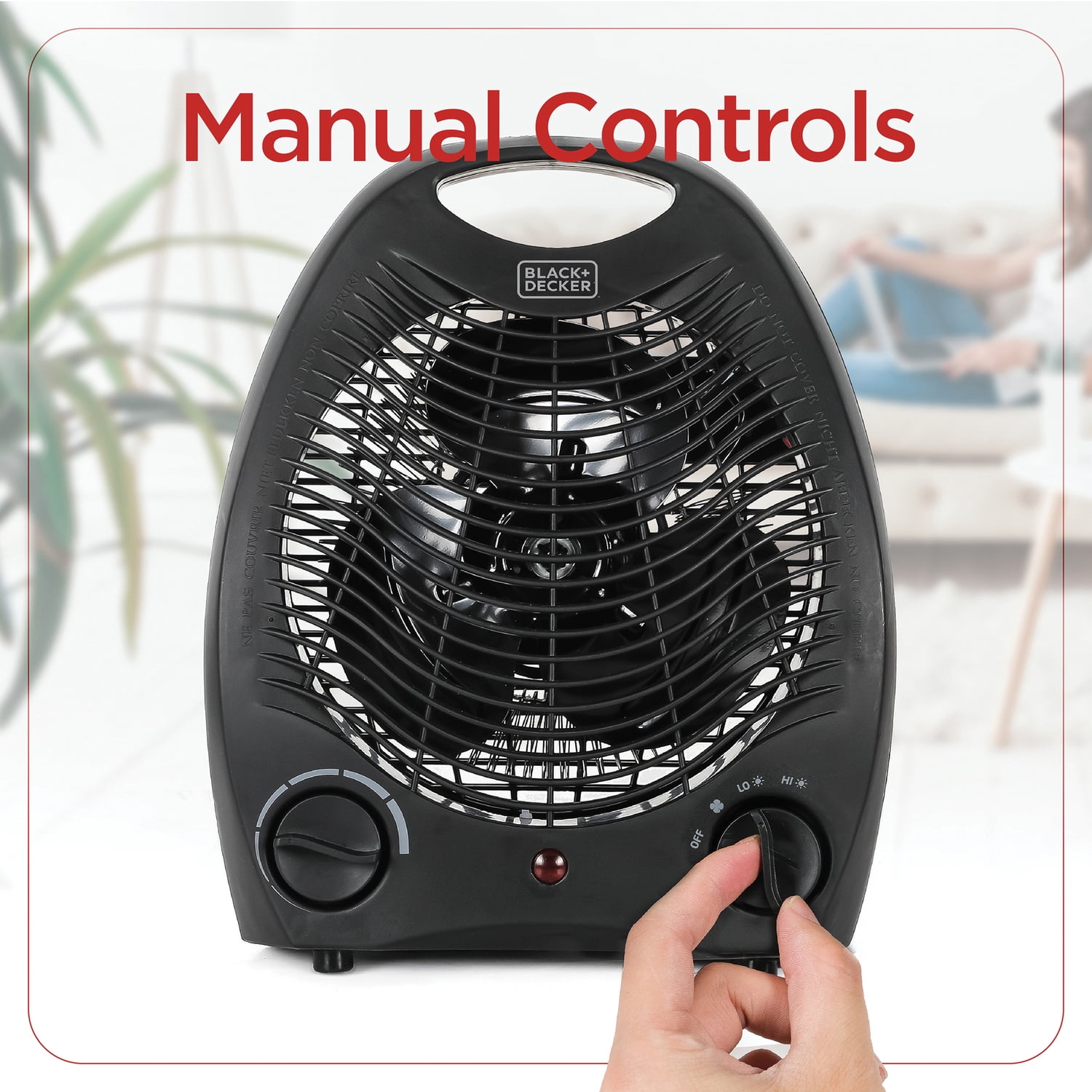 BLACK+DECKER 1,500-Watt-Max Personal Desktop Heater with Fan Setting, Black