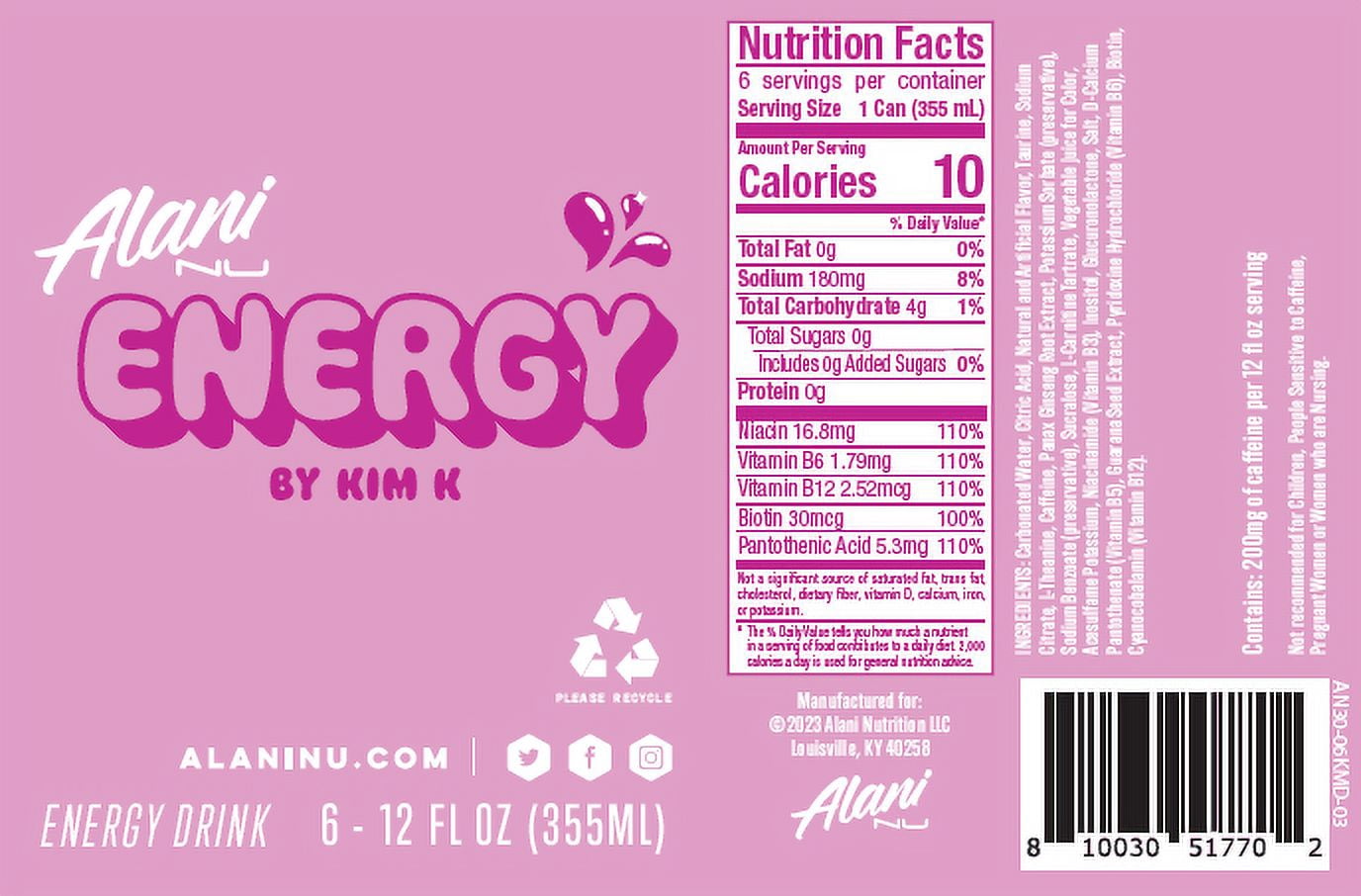 Alani Nu Energy Drink Kimade 12oz 6pk