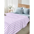 thumbnail image 5 of Twin Flat Sheet 66"x96", Purple White Stripe Soft Lightweight Bedding Flat Sheets Only, Modern Minimalist Geometric Striped Brushed Microfiber Top Bed Sheet, Breathable StainResistant Bedsheets, 5 of 9