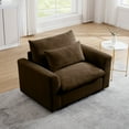 thumbnail image 2 of 51" Corduroy Deep Seat Single Sofa, Accent Chair,Deep Seat Couch with Waist Pillow for Living Room/Apartment/Office, Brown, 2 of 9