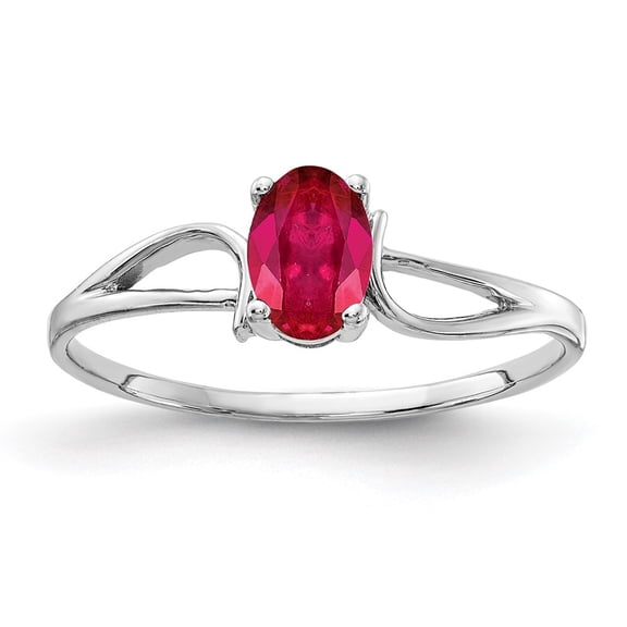 Primal Gold 14 Karat White Gold 6x4mm Oval Ruby Ring