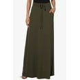 thumbnail image 3 of TheMogan Women's S~3X Drawstring Waist Pocket Drapey Jersey A-Line Long Maxi Skirt, 3 of 7