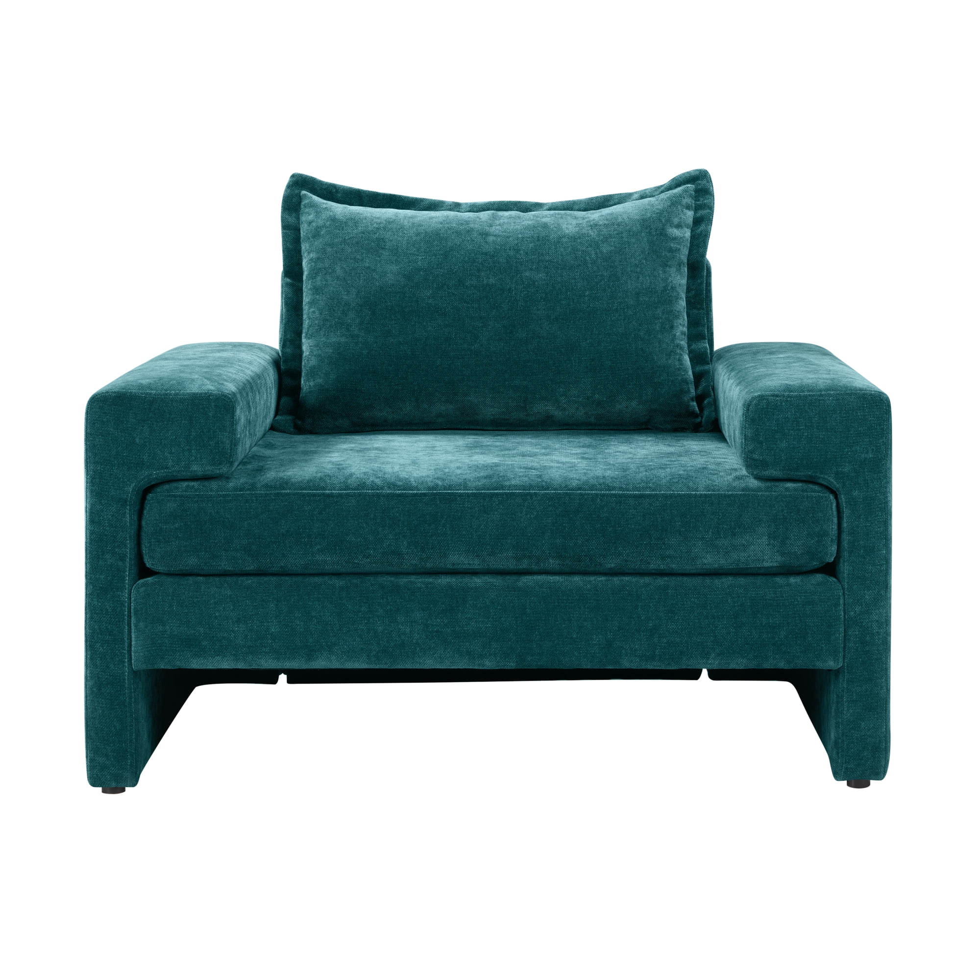 Euroco Chenille Upholstered Armchair 40.9" Accent Chair with Wide Armrests, Thick Cushion, Ergonomic Back Support for Living Room, Bedroom, or Office, Green