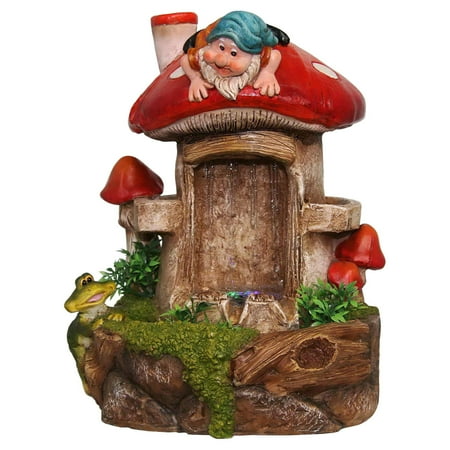 - SINTECHNO Cute Gnome and Frog Tabletop Water Fountain