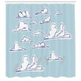 thumbnail image 3 of Blue Sky Shower Curtain, Continuous Sketch Style Clouds Cloudy Sky Fluffy Drawing Illustration, Fabric Bathroom Set with Hooks, 69W X 70L Inches, Pale Cadet Blue White, by Ambesonne, 3 of 3
