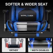 GTPLAYER Gaming Chair Office Chair PU Leather with Footrest&Adjustable Headrest,Blue