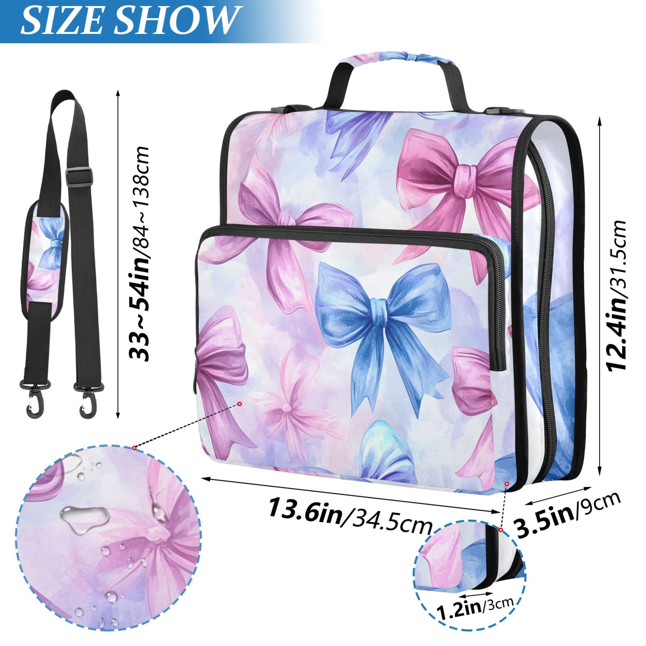 ALAZA Zipper Binder Watercolor Bows 3 Ring Trapper Keeper File Folder Organizer Bag