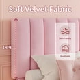thumbnail image 5 of IdealHouse Twin Size Bed Frame, Velvet Upholstered Platform Bed Frame with Adjustable Headboard, No Box Spring Needed, Easy Assembly, Pink, 5 of 7