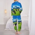 thumbnail image 3 of Pajamas for Women Sets, Grazing Cows Mountain View Lounge Sets Long Sleeve Button Down Night Shirts Sleepwear Pjs, 3 of 6