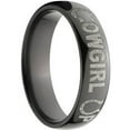 thumbnail image 3 of 6mm Half-Round Black Zirconium Ring with "Cowgirl Up" Laser Design, 3 of 3
