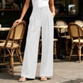 thumbnail image 6 of Lenpel Wide Leg Office Pants for Women Fashion High Waist Double Button Pleated Dress Trousers Casual Business Pants with Pockets, 6 of 7