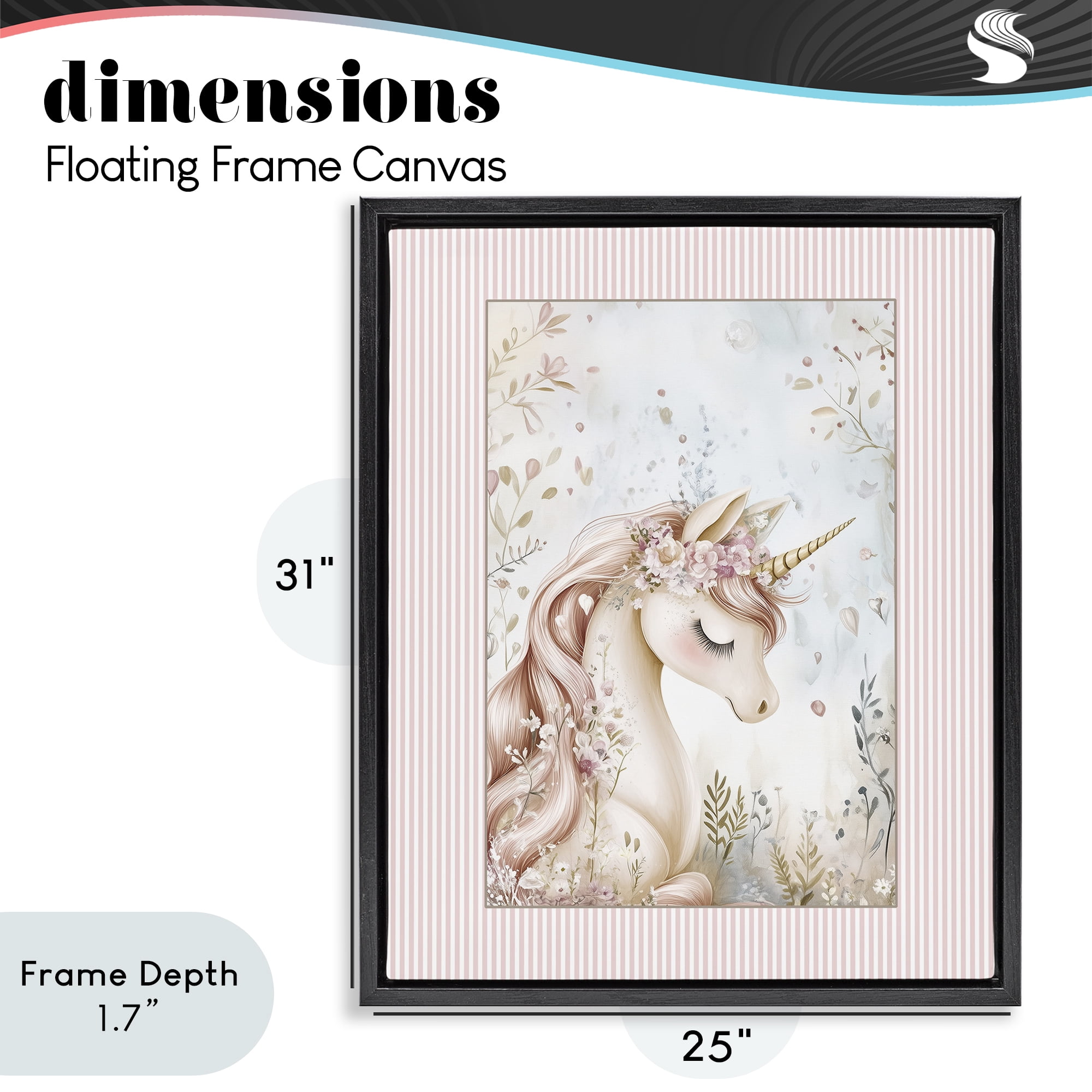 Stupell Industries Enchanted Dreams Unicorn Black Framed Floater Canvas Wall Art, design by Christine Simpson Art