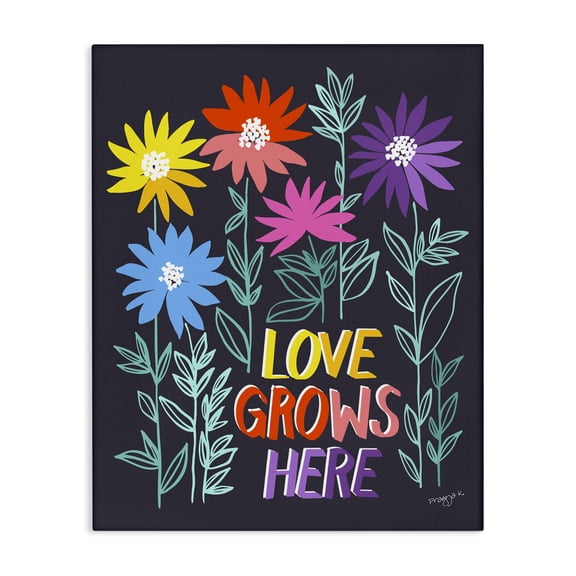 Stupell Industries Eclectic Love Grows Here Phrase Canvas Art, 16 x 20, by Pragya Kothari