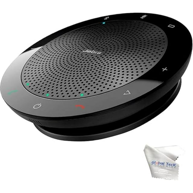 Jabra Speak 510 Altavoz Bluetooth USB - Altavoz versión Teams para computadora portátil, móvil - Mejora el audio de conferencias, llamadas telefónicas, ideal para Zoom con paño, plan de soporte Gold