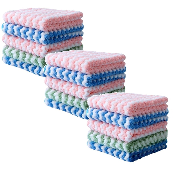 CY5O5ee Microfiber Cleaning Cloth, set of 15 Pack 9.8 inch Mixed Color Towels, Kitchen Dish Cloths, All-Purpose Soft fast Dry Reusable Washable Towels for Bathroom Car, random color