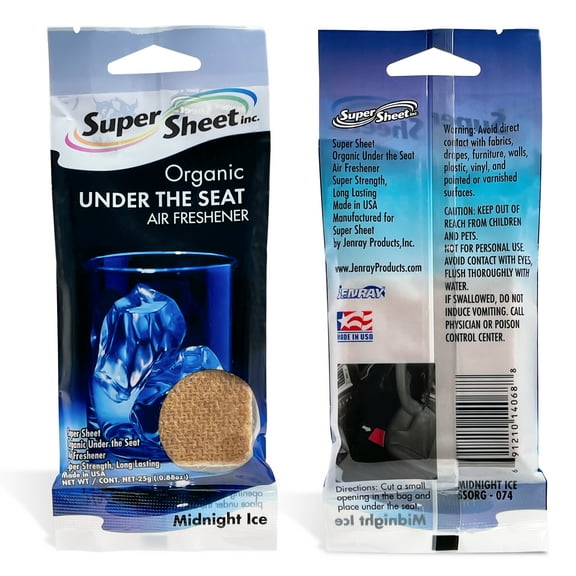 Super Sheet, Organic Under the Seat Car Air Freshener, Long Lasting Fragrance, Midnight Ice Scent