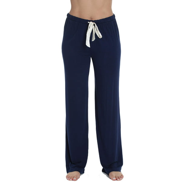 #followme Ultra Soft Solid Stretch Jersey Pajama Pants for Women (Navy ...