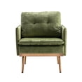 thumbnail image 5 of Velvet Lounge Chair, Upholstered Accent Chair with Tufted Back and Rose Golden Feet, Leisure Single Sofa Chair, Modern Reading Chair for Living Room Bedroom Office, Olive, 5 of 7