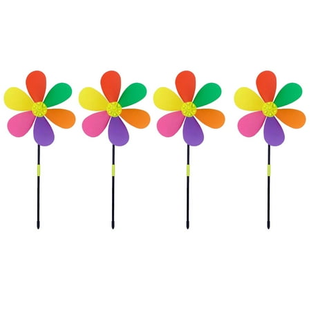 

Hemoton 4pcs Six Leaf Six Color Windmill Colorful PVC Pinwheel Traditional Waterproof Garden Ornament Windmill Square for Decoration Colorful
