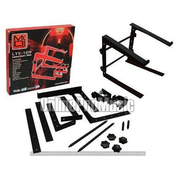 DJ Laptop Computer Stand - Mobile Disc Jockey PC Table Rack Mount Clamp Bracket