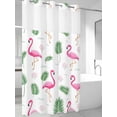 thumbnail image 4 of Pink Flamingos No Hook Shower Curtain Waterproof, Bathroom Curtains with Snap in Liners and See Through Top Window, Summer Green Tropical Palm Leaves Hotel Style Bathtub Curtains Shower 54"Wx78"L, 4 of 8