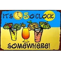 Retro Vintage Its 5 Oclock Somewhere Metal Tin Sign Home Bar Cafe Retaurant Wall Decor Signs 12x8inch