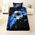 thumbnail image 3 of Castle Fairy Soccer Print Twin Sheets 3pcs, Abstract Grid Bedding, Black Blue,1 Fitted Sheet, 1 Flat Sheet and 1 Pillowcase, 3 of 6