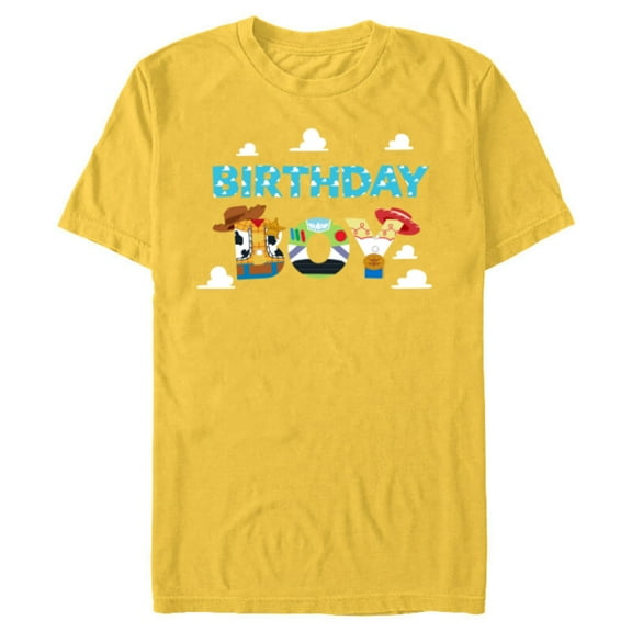 Disney and Pixar’s Toy Story Clouds Birthday Boy - Short Sleeve Blended T-Shirt for Adults - Customized-Yellow