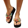 thumbnail image 4 of Ladies Summer Outdoor Large Size One Line Thick Bottom Color Fashion Casual Wear Sandals Summer Sandals Multicolor 41, 4 of 8