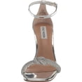 thumbnail image 2 of Steve Madden Confeti Silver Ankle Strap Open Squared Toe Stiletto Heeled Sandals (Silver, 11), 2 of 6