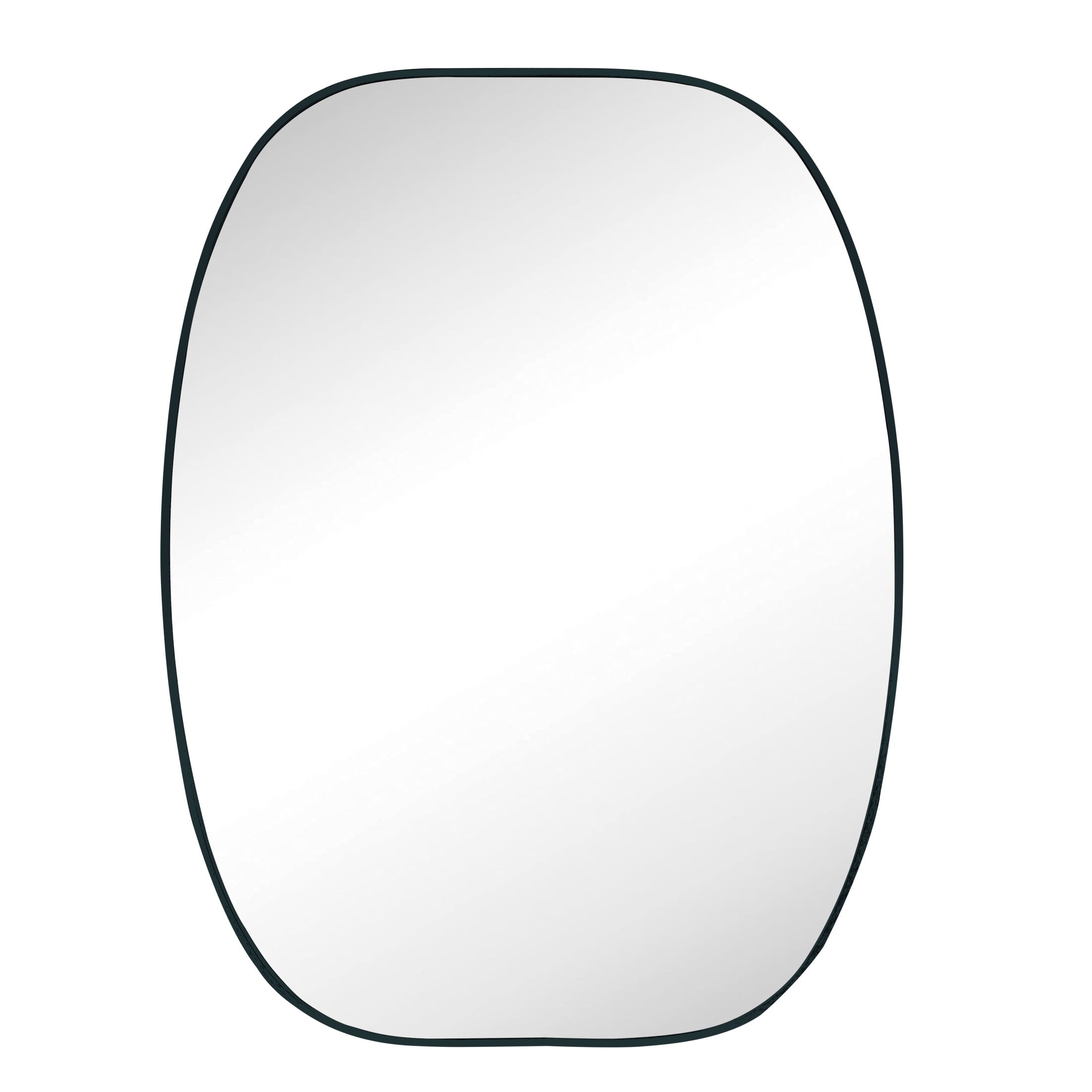 Noble House 30"x40" Unique Metal Framed Oval Wall Mirror, Modern Oblong Vanity Mirror for Bathroom & Entryway, Black