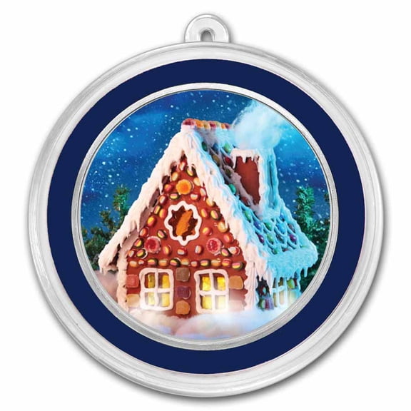 1 oz Silver Colorized Round - Gingerbread House