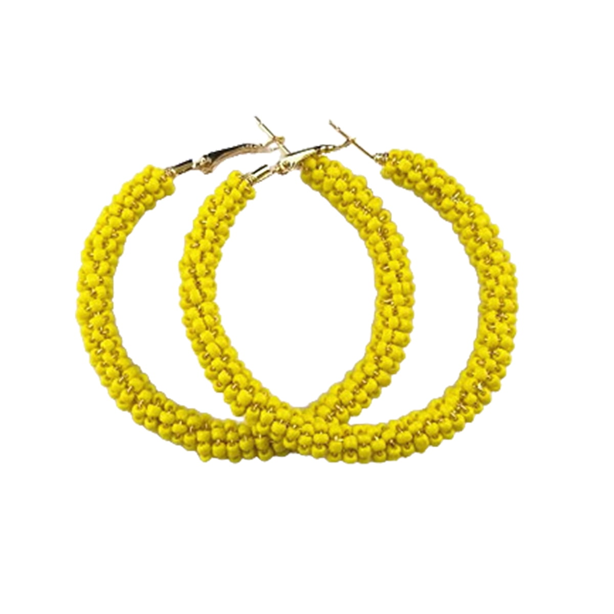 SANAG 1 Pair Beaded Earrings Vintage Style Round Glass Multicolor