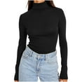 thumbnail image 2 of ZZwxWA Womens Long Sleeve Turtleneck T-Shirts Mock Neck Underwear Fall Winter Fashion Base Layer Casual Lightweight Soft Tops, 2 of 3