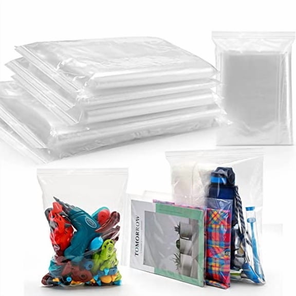 600 Count Large Resealable Plastic Bags, 2Mil Strong 3 Assorted Sizes - 9 x 12 in, 10 x 13 in, 13 x 15 in (2 gallon) Plastic Zipper Bags, Easy Zip Open and Close, Resealable Poly Bag by