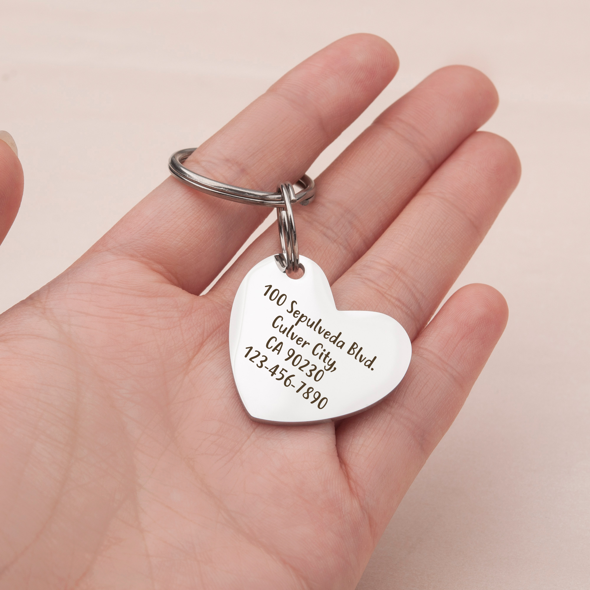 Anavia Metal & Stainless Steel Heart Cute Girl Engraved Dog ID Tag, Gold, L