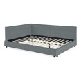 thumbnail image 6 of imerelez Queen Size Upholstered Tufted Bed Frame, Sofa Bed Frame with Comfortable Backrest and Armrests, Queen Size Bed for Bedroom, Living Room,Velvet, GREY, 6 of 10