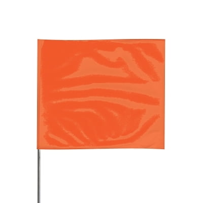 Stake Flags, 4 In X 5 In, 24 In Height, Pvc Film, Orange Glo | Bundle of 2 Bundles