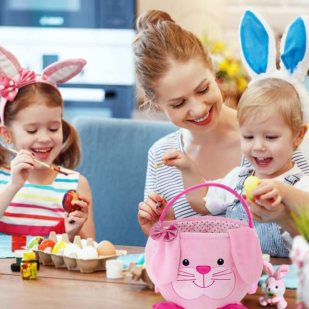 Movsou Easter Bunny Basket, Suitable for Girls and Boys Easter Party Gift Pink - image 2 of 8