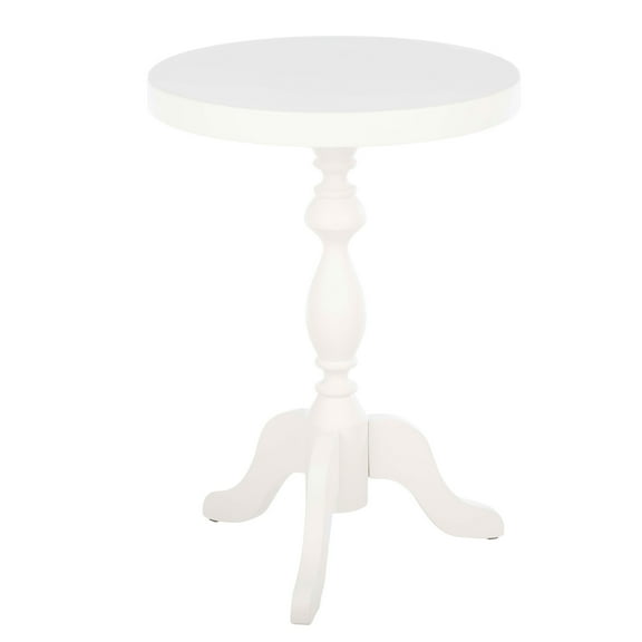 Lavish Home Pedestal Side Table - Round End Table with Vintage Look (White)