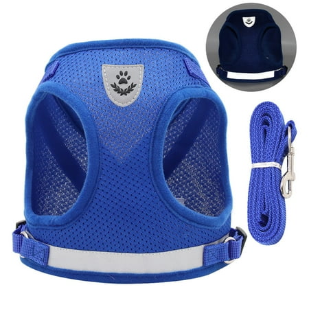 Pet Dog Summer Reflective Dog Leash & Small Dog Vest Breathable Mesh Pet Harness With Reflective Strip For Small Dogs Comfortable No-Pull Puppy Harness Leash Set For Outdoor