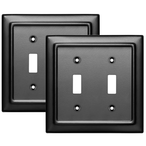 Monarch Abode 2-Gang Toggle Wall Plate, Architectural Metal Switch Wall Plate, Decorative Light Switch Cover Plate for Electrical Outlet, Matte Black