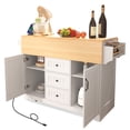 thumbnail image 2 of K&K 55" Rolling Kitchen Island with Charging Station - White, 2 of 8